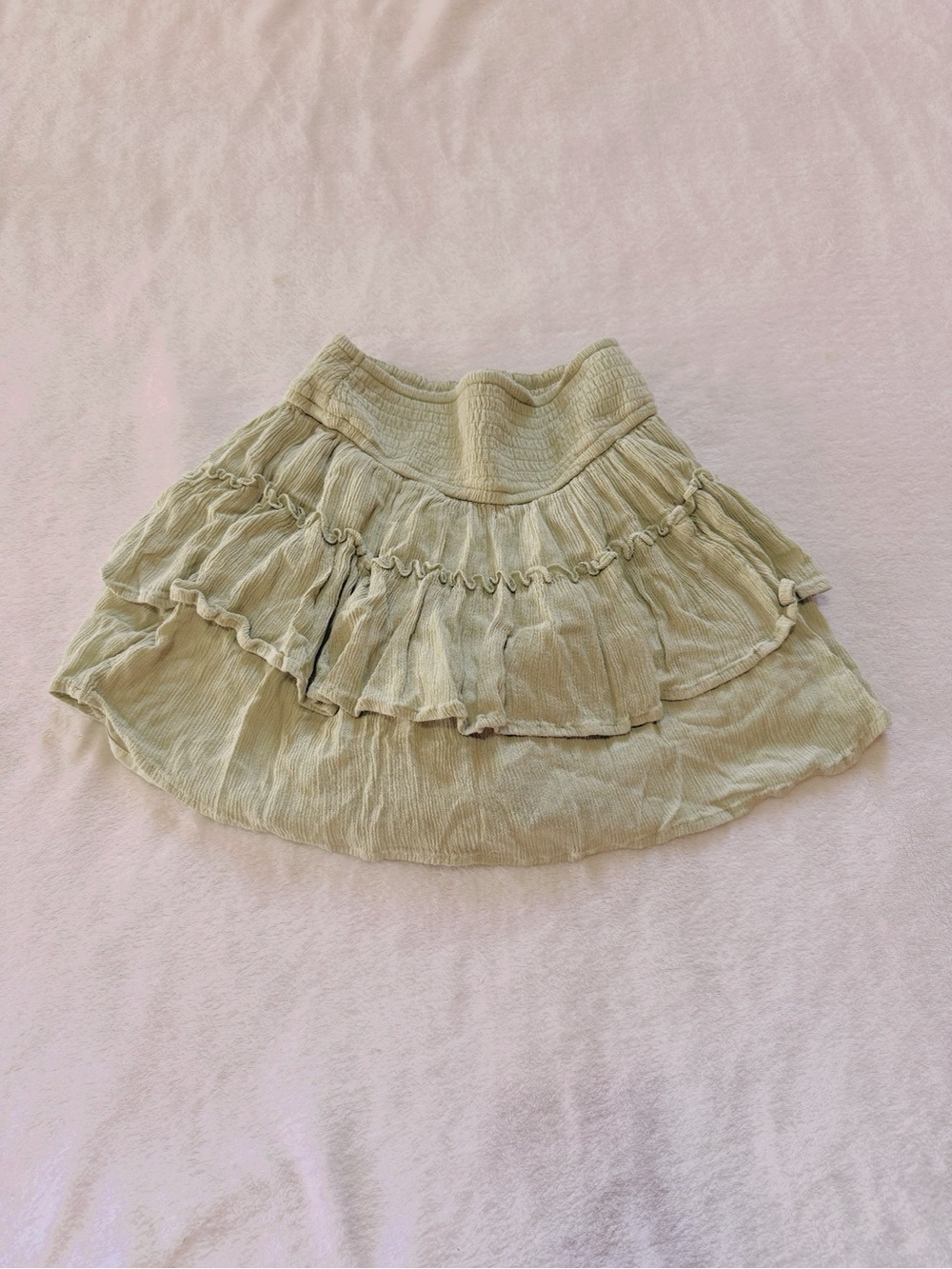 Hollister Light Beige Ruffled Mini Skirt